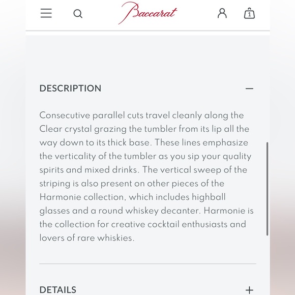 NWT Baccarat Harmonie Clear Crystal Glass Set of 2, Size: Large - Picture 8 of 8